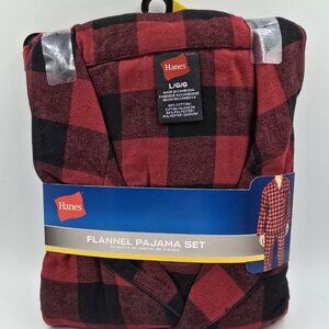 Hanes Mens Red & Black Plaid Flannel Pajama Set Size Large New with Tags